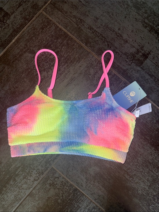 Cupshe Other - Cupshe Neon Tie-Dye Bikini top with Pink Straps